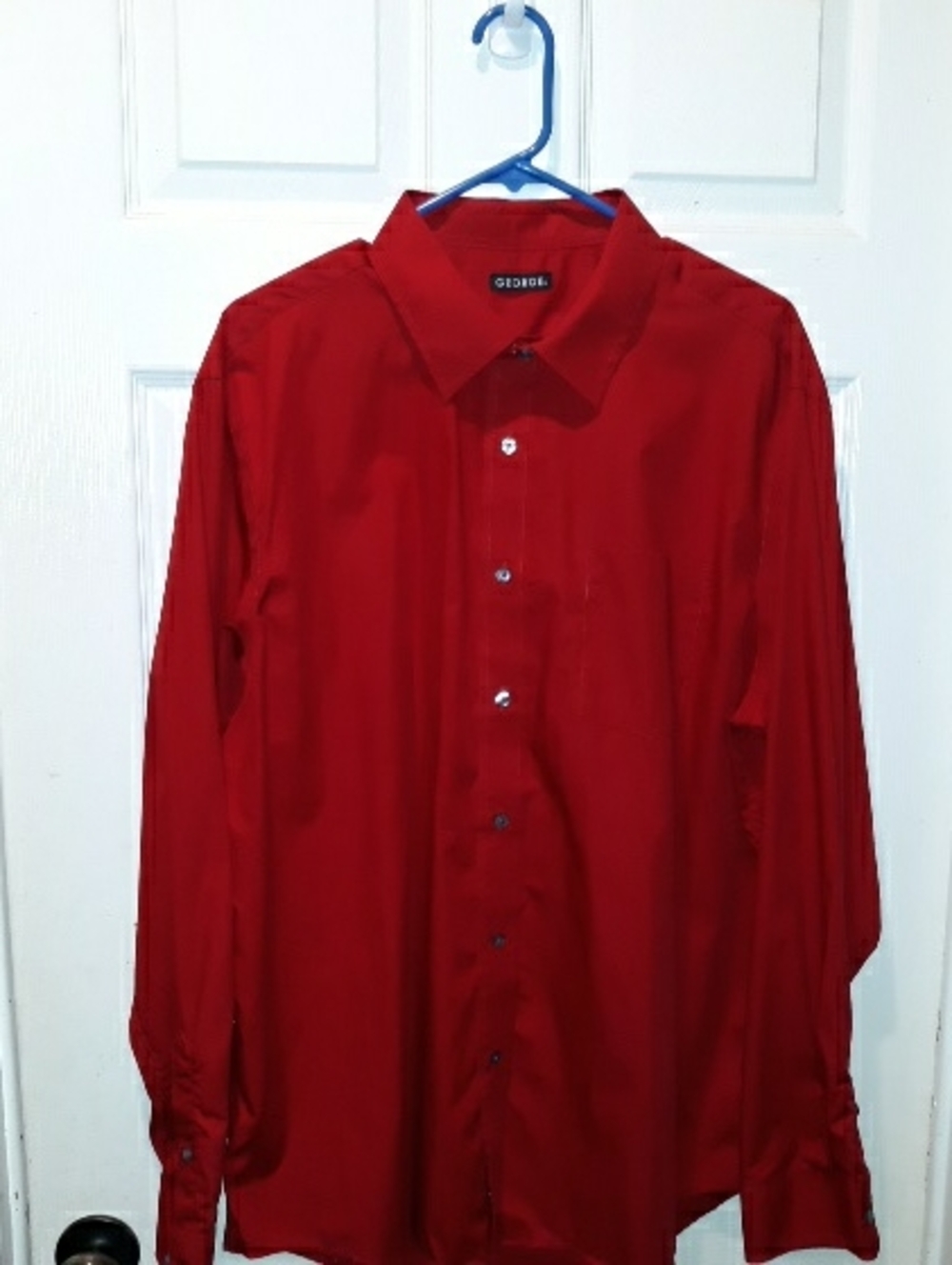 George Vintage Pocket Button Classy Longsleeve Shirt 2012-Dark Red